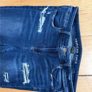 American Eagle Outfitters Women's Dark Blue Ripped Jeggings